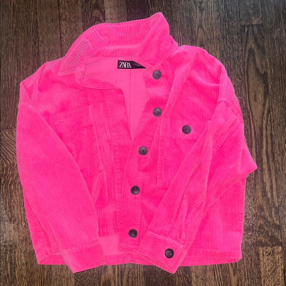 Zara Vibrant Pink Corduroy Jacket